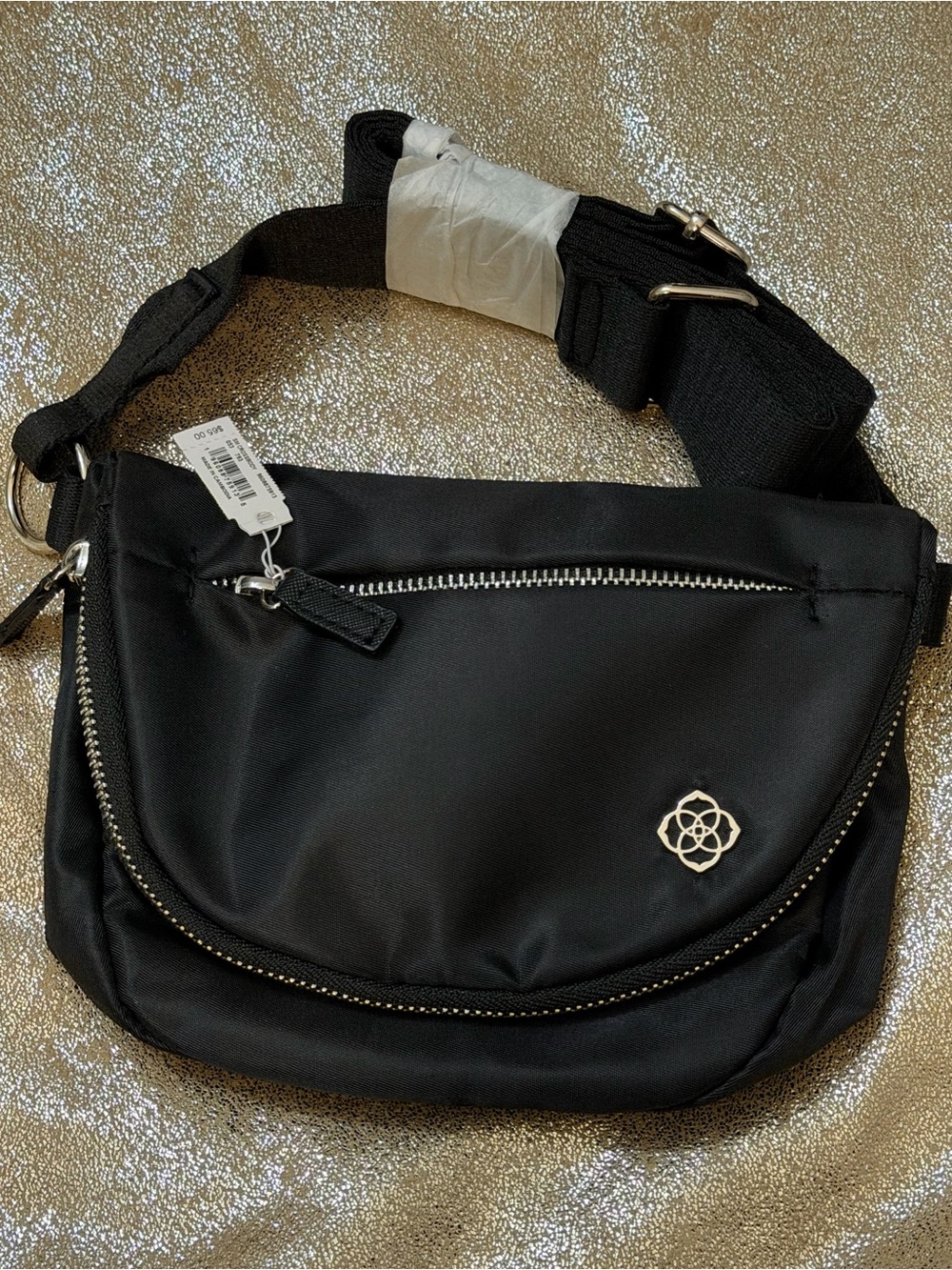 Kendra Scott Black Crossbody Belly Bag with Silver Accent